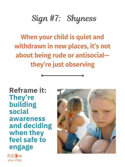 Reframe Shyness: When a child is quiet in new places, they're not being rude. They're building social awareness and observing until they feel safe to engage.