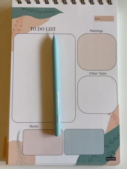 The 'To Do List' pad shown with the included pen, ready for you to start planning.