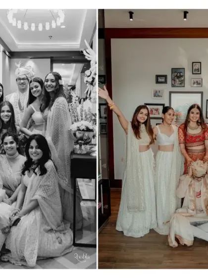 A collage of family and friends from an intimate Mumbai wedding, showing the joy of celebrating with the people who matter most.