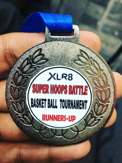 The runner-up medal from the Super Hoops Battle tournament.
