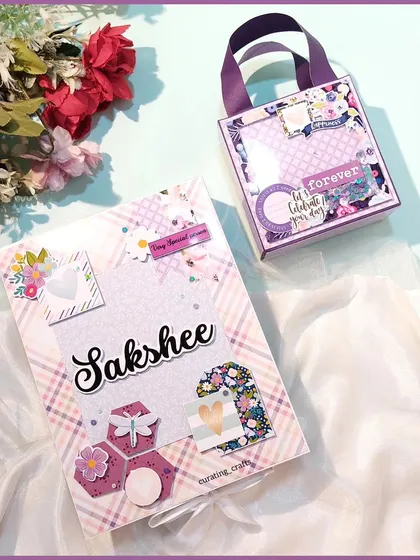 Another view of the "Sakshee" scrapbook and matching gift bag, perfect for a best friend's birthday.