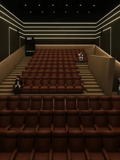 A view from the back of the multiplex concept, showing the steep rake of the seating to ensure clear sightlines for all audience members.
