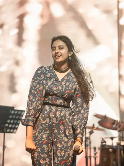 A happy candid from the stage in Jayanagara. Performing for my city always feels special.