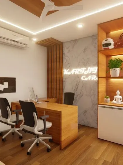 A duplicate of 138, showcasing the well-lit and branded office environment.