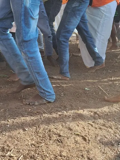 A close up of the bare feet of the Soliga tribe members during their procession. From soles to their souls, their connection to the earth is inspiring.