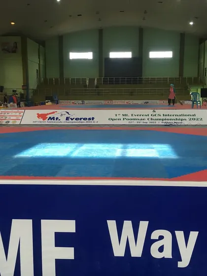 The competition floor at an international G-2 event. Participating in these tournaments is a key part of our academy's growth and experience.