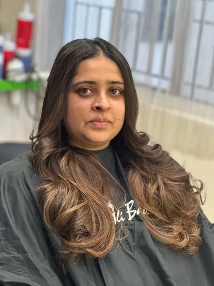 The client looking stunning with her new magical hair color.