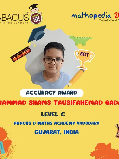 Mohammad Shams Tausifahemad Qadari from Vadodara, Gujarat, recognized with an Accuracy Award.