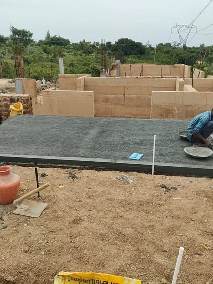 More scenes from our construction sites. These images document the journey of building, from laying rebar and curing concrete to the meticulous work of masonry, all part of bringing a sustainable home to life.