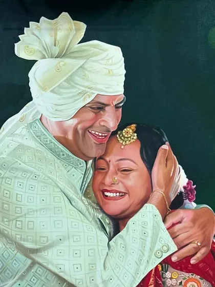 This is why I paint. A friend commissioned this piece to capture a beautiful, candid moment between her parents at her wedding. My goal was to translate that pure emotion onto the canvas, creating a hyperrealistic oil painting that they can cherish forever.
