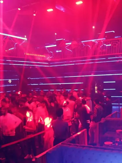 Another perspective of the packed floor at F Superclub. No matter where you are in the club, you're part of the energy.
