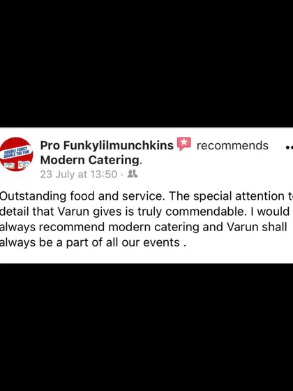 "Outstanding food and service" is what we always aim for. This review commends my personal attention to detail, which is something I bring to every single event we cater.