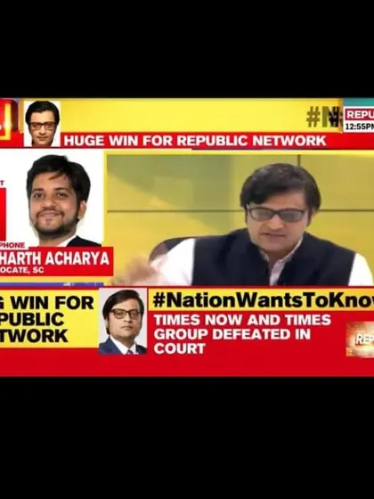 An old memory of appearing on Republic TV's #NationWantsToKnow, discussing a significant legal victory for the network.