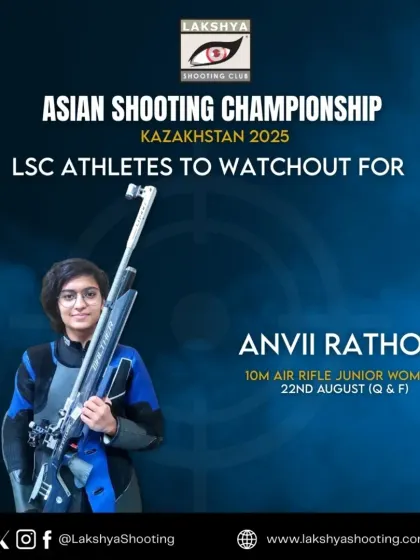 Presenting our athlete Anvii Rathod, who competed in the 10m Air Rifle Junior Women event at the Asian Shooting Championship in Kazakhstan.