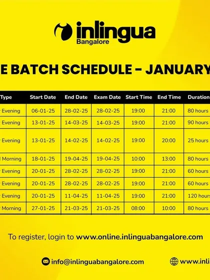 Start the new year by learning a new language with our January 2025 schedule. Batches are available for German, English, French, and Spanish.