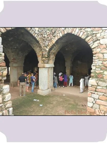 Inside the vaulted chambers at the base of Bijay Mandal. We explore these cool, dark spaces and speculate on their use, whether as storage, treasury, or residential quarters.