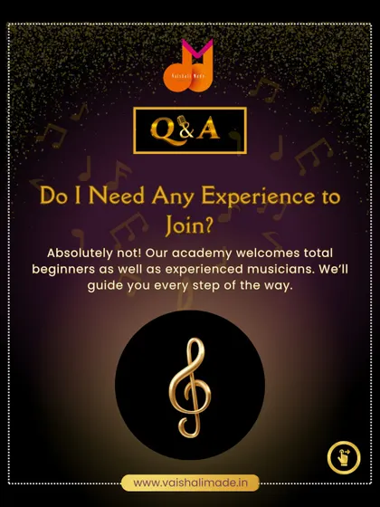 "Do I need any experience to join?" Absolutely not! Our academy welcomes total beginners as well as experienced musicians. We will guide you every step of the way.