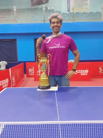 Vikramadithya S proudly displays his trophy and bronze medal after competing for India at the Samjhana Cup International Championships in Nepal.