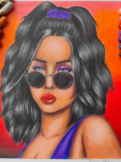 Another angle of the imaginative portrait, showing the color gradient in the background.
