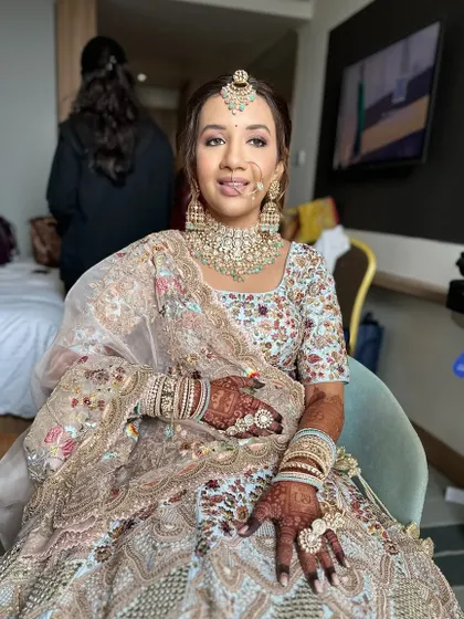 A candid moment during the getting-ready process.