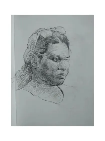 Another graphite portrait sketch, focusing on capturing the unique features and character of the model's face.