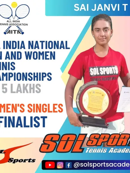 An extraordinary performance by 15-year-old Sai Janvi, reaching the finals of the 5 Lakh AITA Nationals Tennis Championships. Her talent and determination are inspiring.
