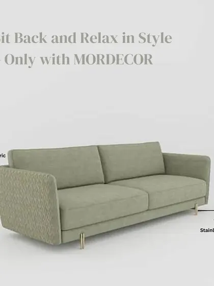 Sit back and relax in style. The Paris Sofa is made with premium fabric and supported by stainless steel legs, offering a perfect blend of comfort and modern design.
