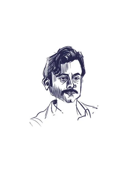 A digital ink sketch of another character from "Black Warrant."