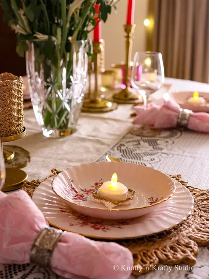 Happy Diwali. A festive tablescape featuring my tiny crochet candle holders, adding a delicate, handmade touch to the celebration.