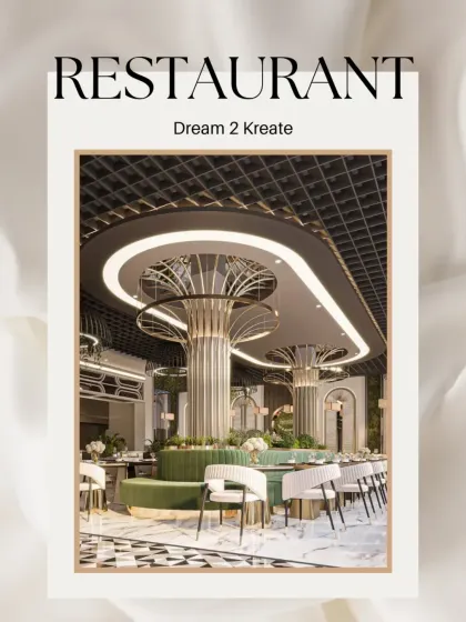 A title card image for a restaurant project, showcasing the central design feature.