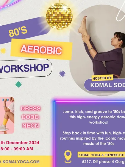 I love bringing fun themes to our studio, like this 80s Aerobic Workshop. This flyer announced our high-energy dance class with a neon dress code, inviting everyone to step back in time and enjoy a workout that’s pure, retro fun.
