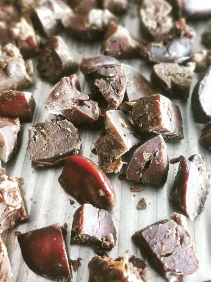 Close-up of our freshly baked organ treats. The texture is perfect for training or just for a special reward.