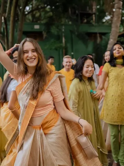The sheer joy and messiness of a Haldi ceremony. We love capturing the candid reactions as friends and family shower the couple with love and turmeric.