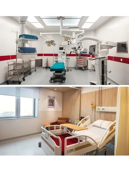 Inside the Punyashlok Ahilyadevi Holkar Institute, we designed a variety of spaces, including this state-of-the-art operating theatre and a comfortable, light-filled patient room. Every detail is considered to support both clinical excellence and patient well-being.