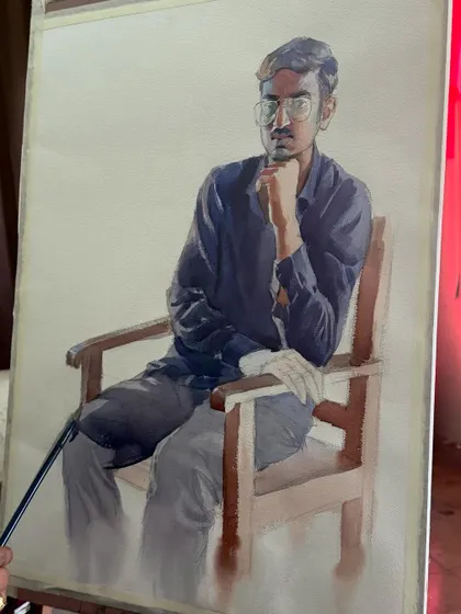 A student's perspective of the demonstration in progress. I enjoy sharing my techniques with the next generation of artists.