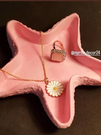 Our pink starfish tray, a sweet and simple dish for your favorite jewelry.