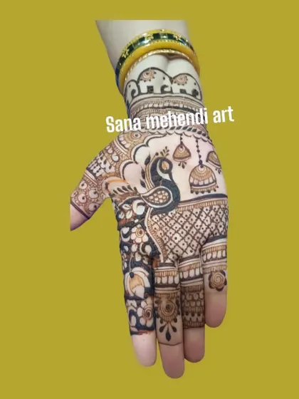 A simple and charming design for a guest, featuring a peacock, jhumki, and elephant motifs.