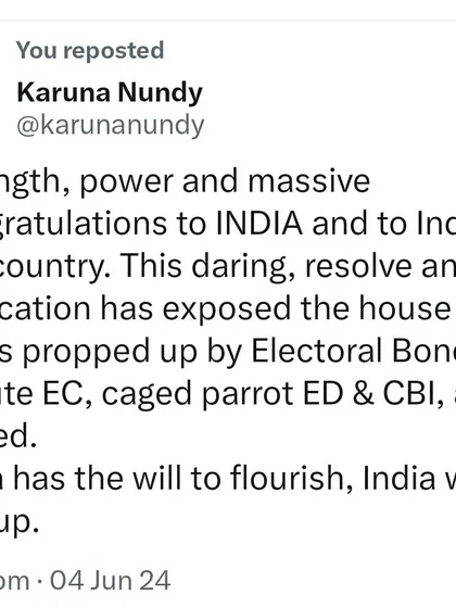 Celebrating the power of the Indian voter and the democratic process. The election results exposed the fragility of a system propped up by opaque funding mechanisms like Electoral Bonds and the misuse of state agencies.