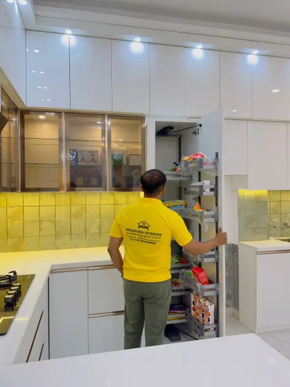 A full view of the pantry unit in action. This accessory can hold a surprising amount of items, from snacks and spices to large packets of flour, making it a powerhouse of storage.