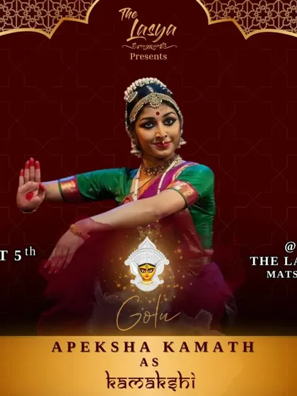 Apeksha Kamath featured as Goddess Kamakshi for The Lasya's Navaratri Golu Dance Celebration. Her serene expressions are perfect for such a role.