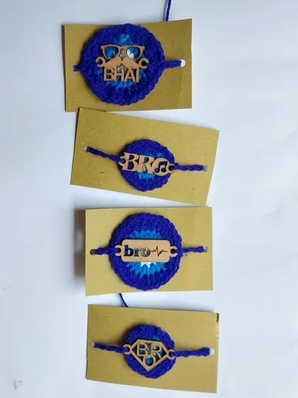 A closer look at my evil eye crochet MDF rakhis. These combine two popular trends for a modern and stylish rakhi.