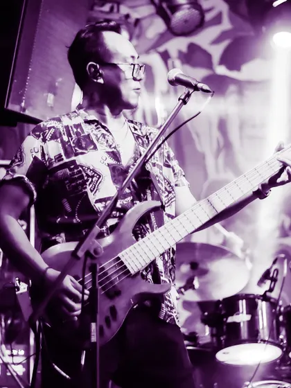 This is Abel, our bassist, also known as the "Groove-Daddy." He's the one responsible for the rhythms that make you want to dance.