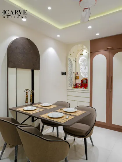 The complete dining and pooja unit composition, showing how different functional zones can be harmoniously integrated.
