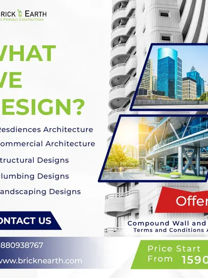 My design services are comprehensive, covering residence and commercial architecture, structural plans, plumbing layouts, and landscaping designs.