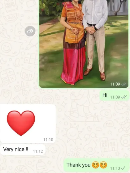 A simple heart emoji and "Very nice !!" can say so much. I'm so glad this client in Chandigarh loved their custom 24x30 inch oil painting.
