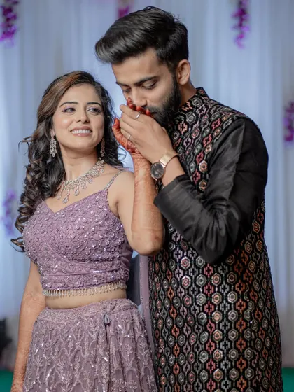 A romantic moment between the couple during their sangeet.