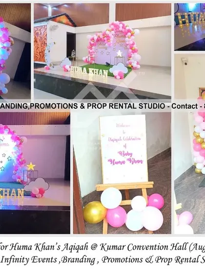 We adapted our popular "Twinkle Twinkle" theme for this beautiful Aqiqah ceremony at Kumar Convention Hall. The heart-shaped backdrop, moon prop, and pink and gold balloon garland created a sweet and celebratory setting.