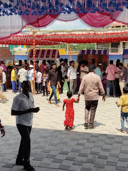An outdoor event in full swing at Star Convention Hall in Pernambut. Our team is visible in the background, managing the food and service for a large gathering.