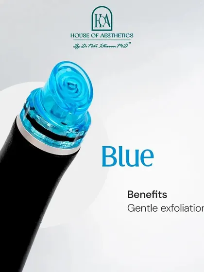 The Blue Hydropeel tip is designed for gentle exfoliation. It's perfect for sensitive skin or for those who need a light resurfacing to refresh their complexion without irritation.