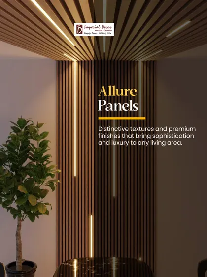 My Allure Panels feature distinctive textures and premium finishes that bring sophistication and luxury to any living area. The integrated lighting in this installation highlights the panel's texture and creates a warm ambiance.